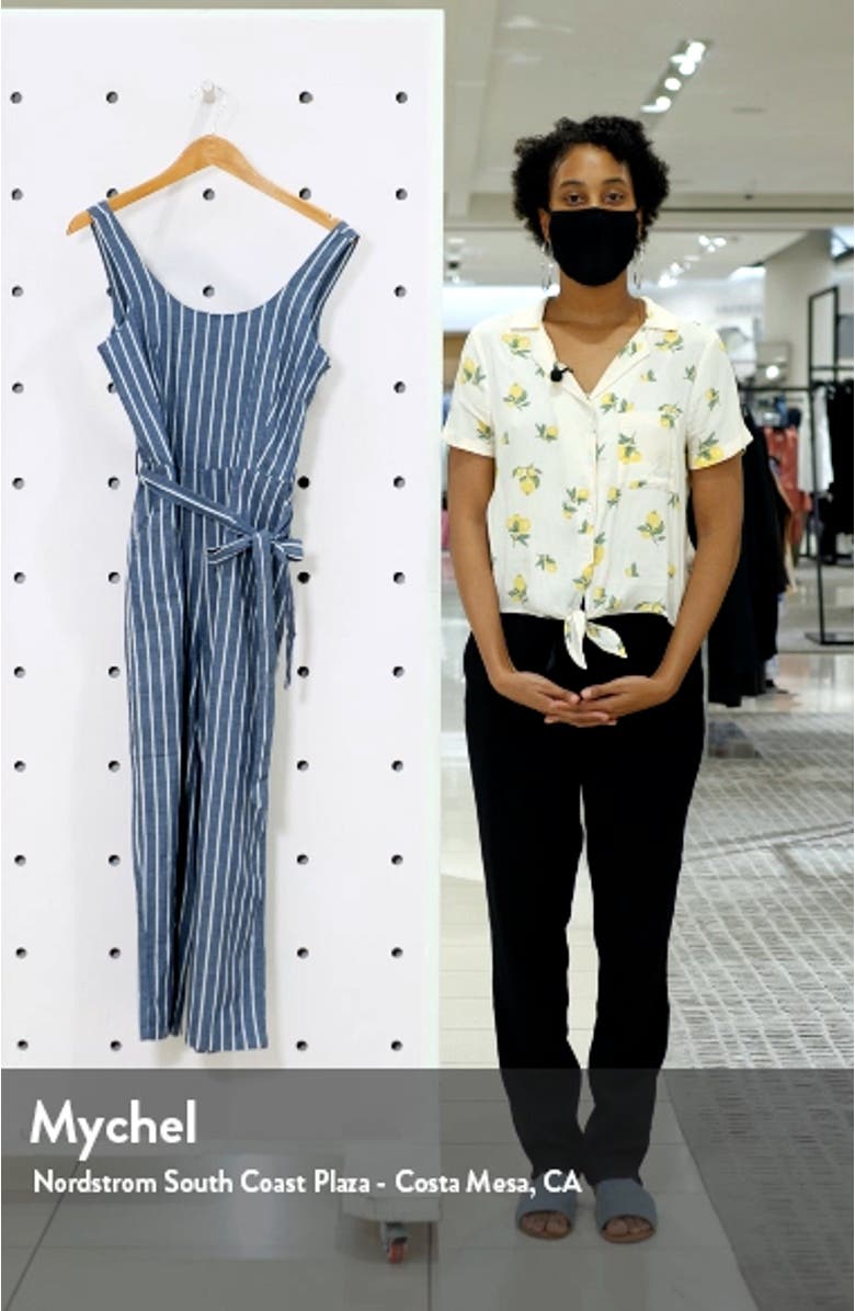 Dotti Stripe Chambray Crop Jumpsuit, sales video thumbnail