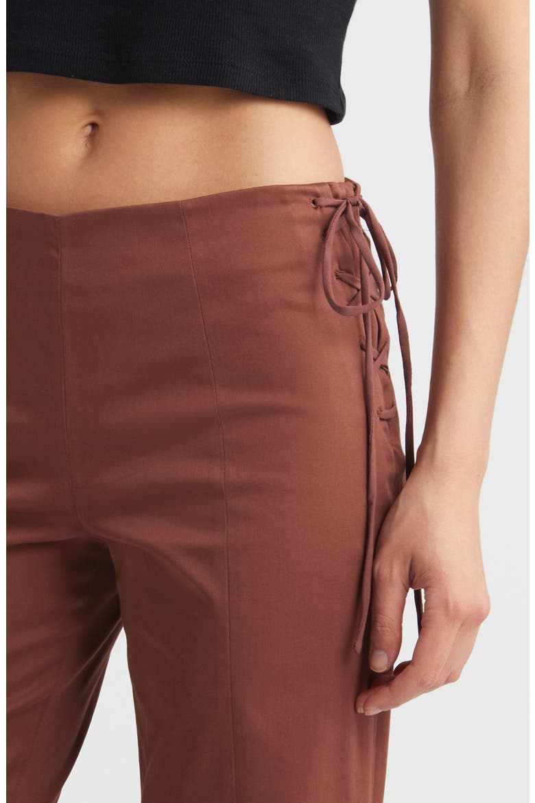 Lace-Up Stretch Cotton Twill Pants, Alternate, color, COFFEE BEAN