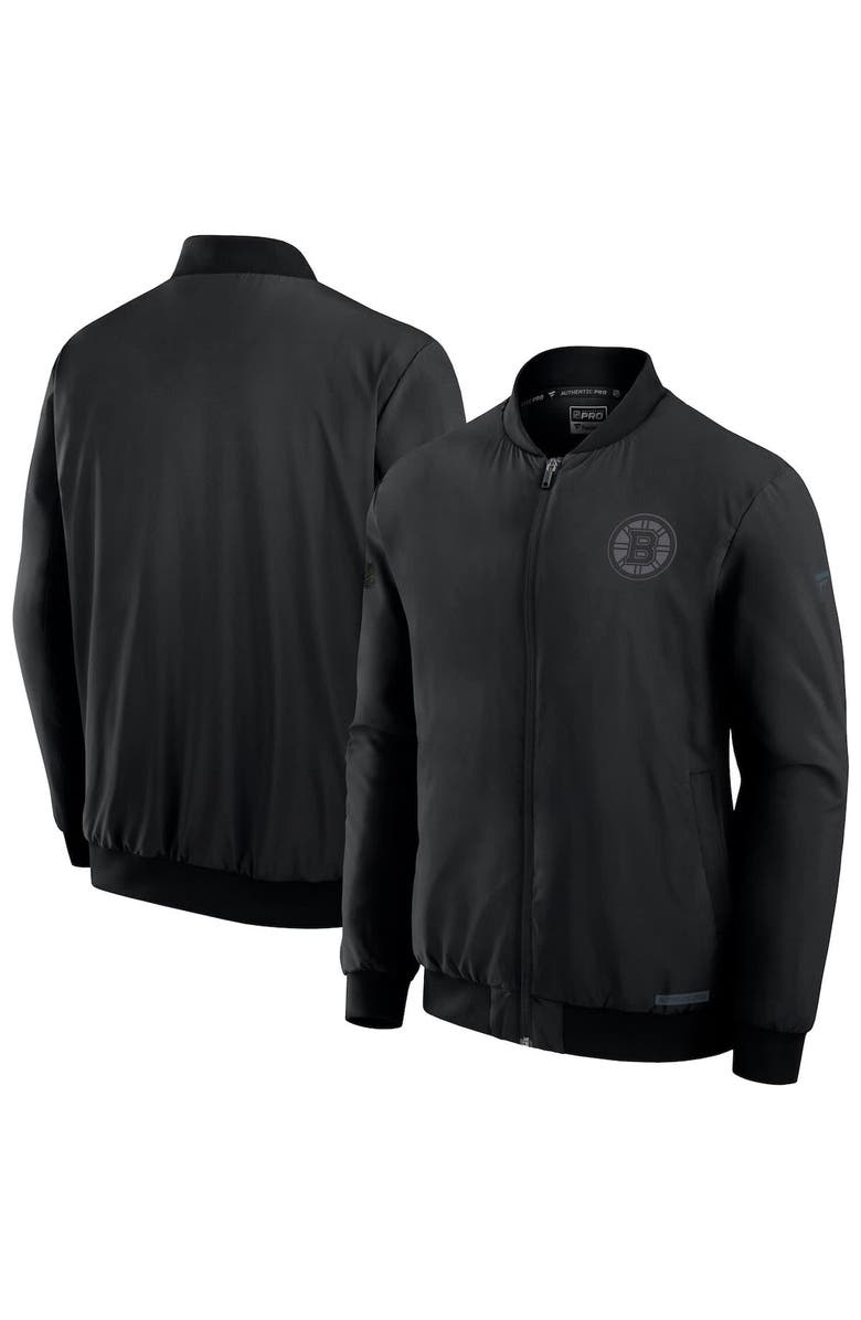 FANATICS Men's Fanatics Black Boston Bruins Authentic Pro Road Full-Zip Bomber Jacket, Alternate, color, Black