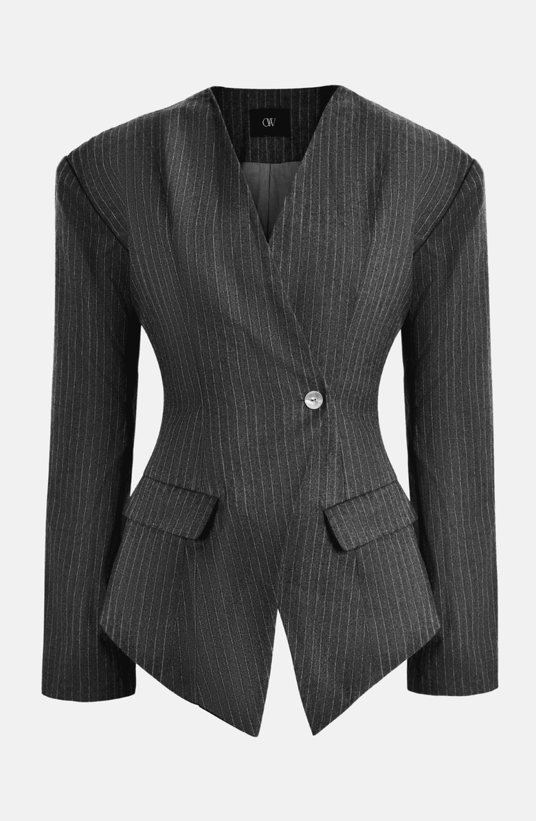 OW Collection LANI Blazer, Alternate, color, Grey Pinstripe