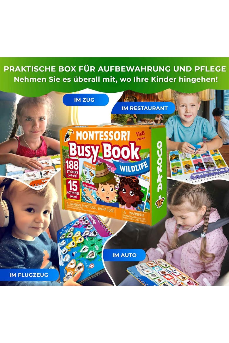 Montessori Busy Book for Toddlers - Interactive Educational Pages, Alternate, color, Wildlife