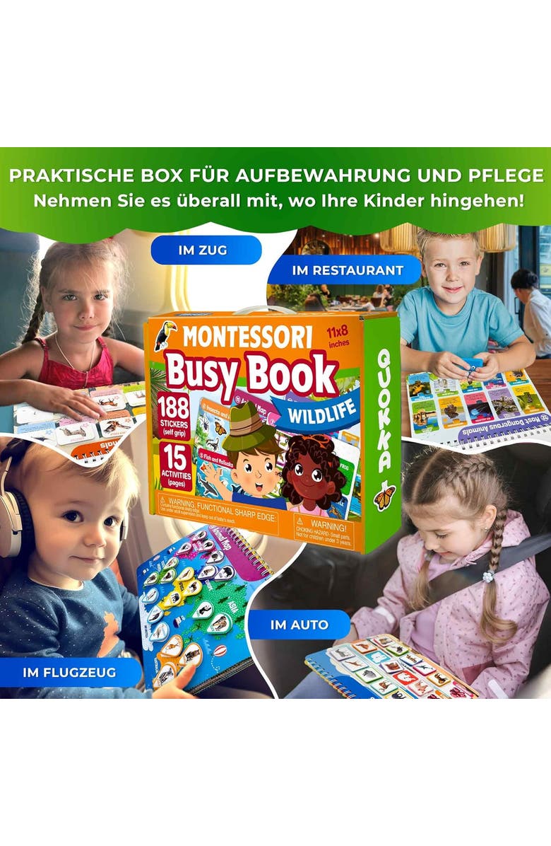 Quokka Montessori Busy Book for Toddlers - Interactive Educational Pages, Alternate, color, Wildlife