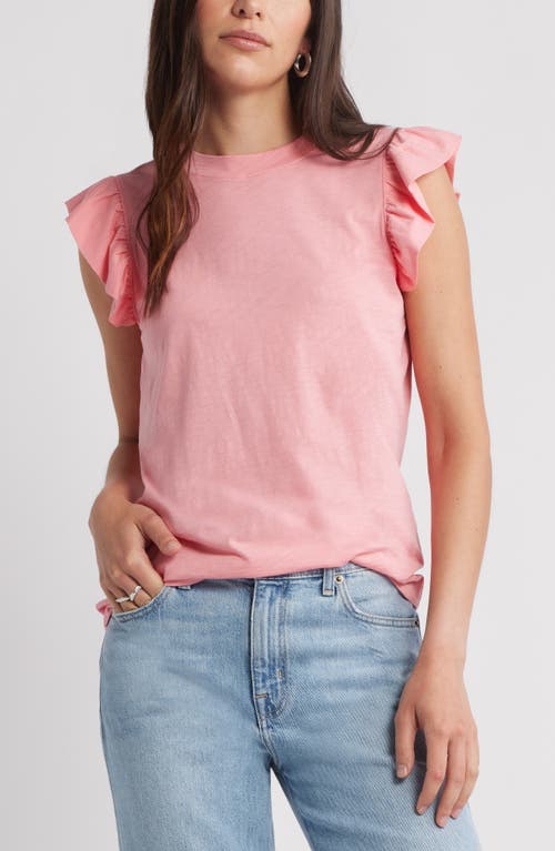 Caslonr Caslon(r) Ruffle Sleeveless Pima Cotton Top In Pink