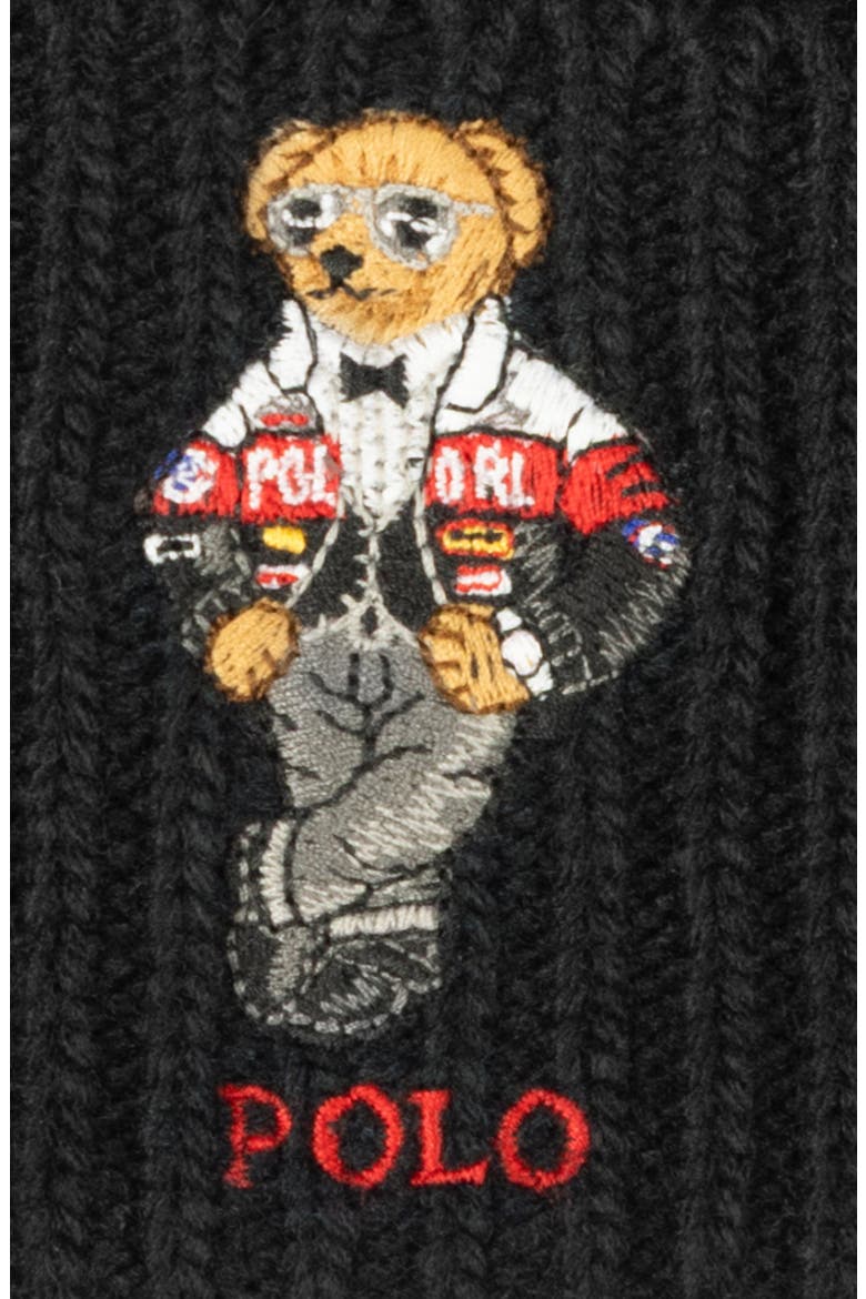 Racing Bear Beanie, Alternate, color, POLO BLACK