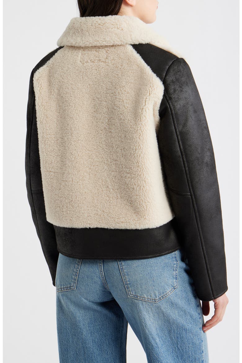 Faux Shearling Jacket, Alternate, color, BLACK/ CREAM