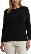 Lauren Ralph Lauren Katharin Rib Long Sleeve Stretch Cotton Top