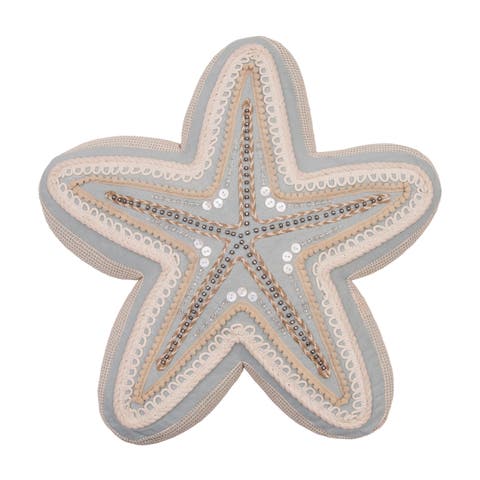 Beaded Sea Star Coastal Embellished Accent Shaped Pillow