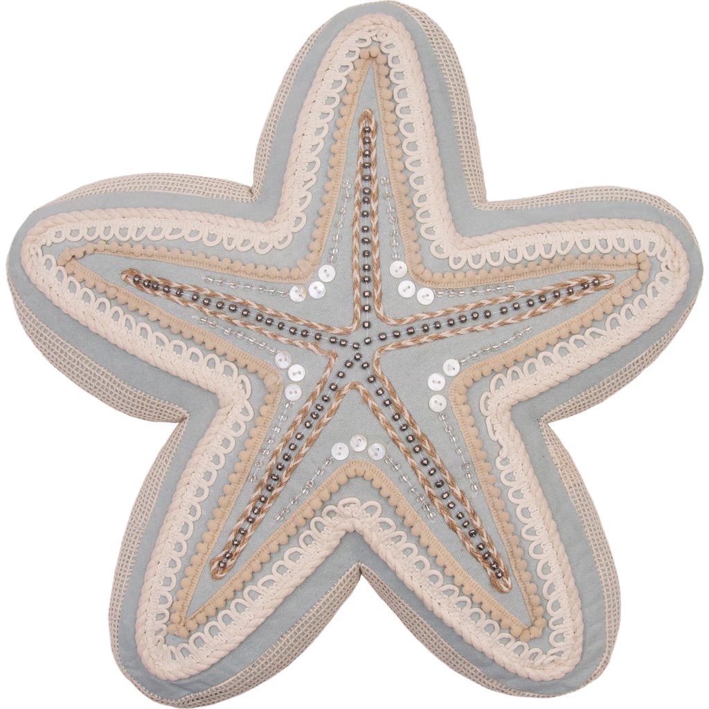 C & F Home C&f Home Beaded Sea Star Coastal Embellished Accent Shaped Pillow In Gray