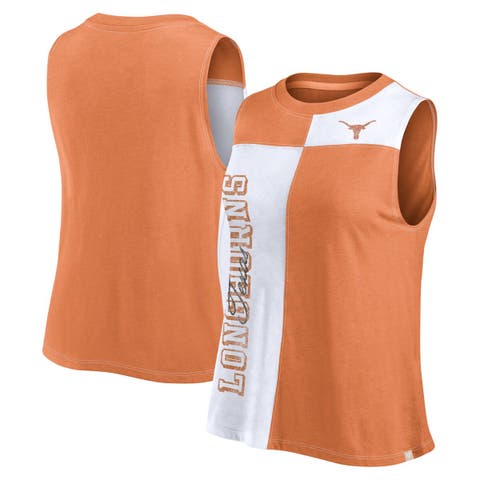 Women's Fanatics Branded Texas Orange/White Texas Longhorns Colorblock High Neck Tank Top