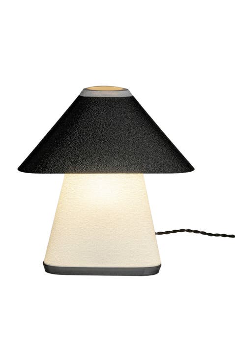 Enzo 11.63" Modern Contemporary Plant-Based PLA 3D Printed Dimmable LED Table Lamp, White/Black