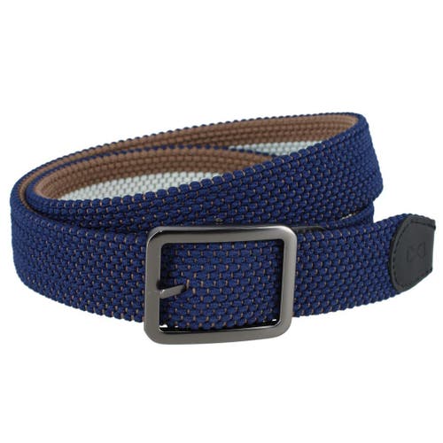 Trafalgar Big And Tall Matias Blue And Kahki Stripe Reversible Braided Casual Golf Belt In Multi