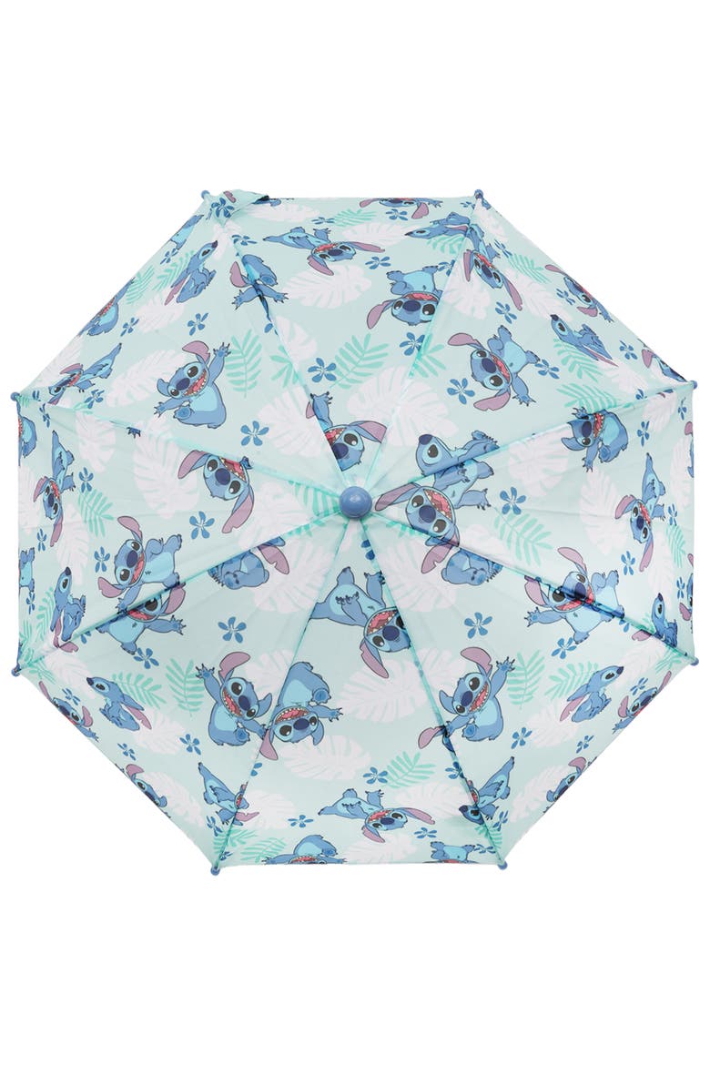 Stitch Tropical Leaf Kids Umbrella, Alternate, color, TEAL