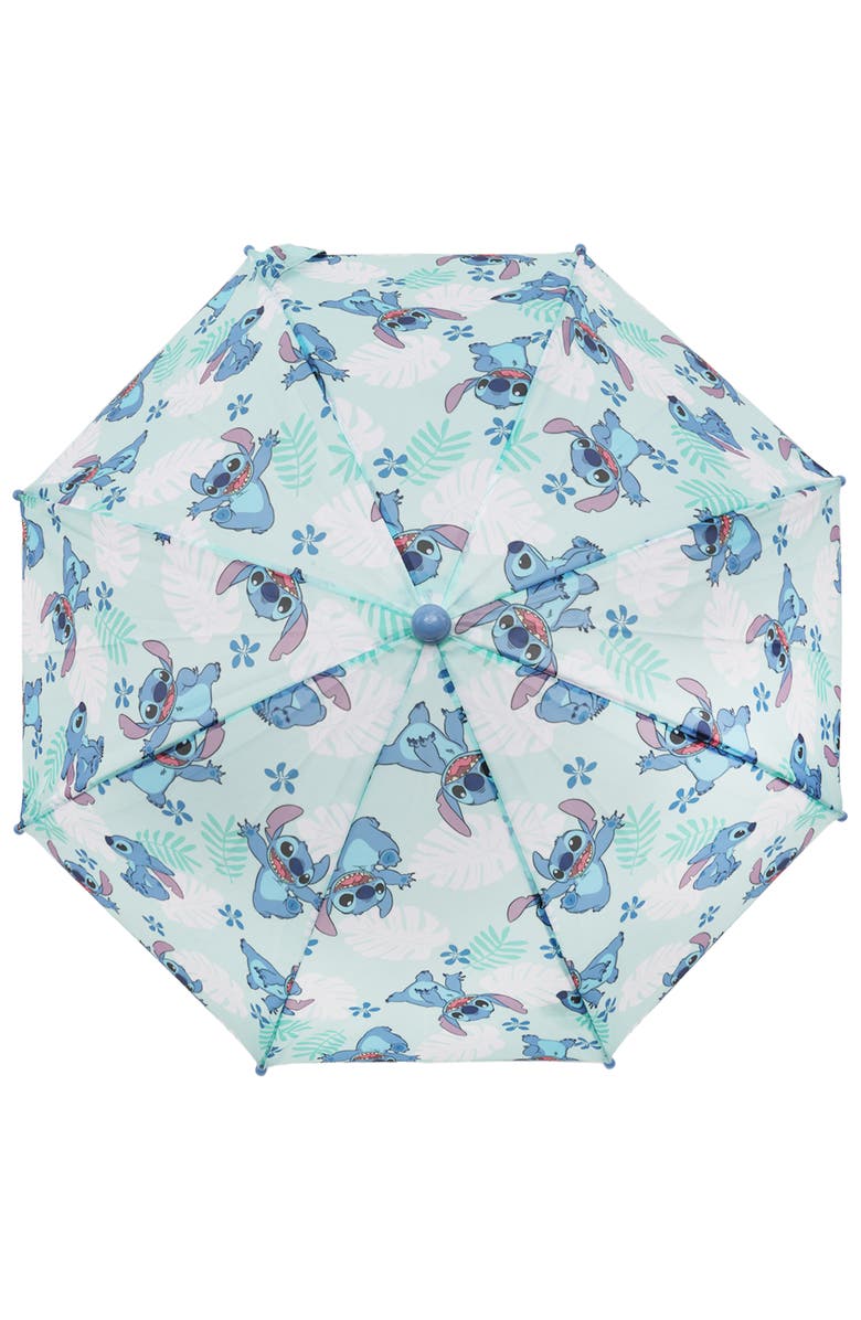 Disney Stitch Tropical Leaf Kids Umbrella, Alternate, color, Teal