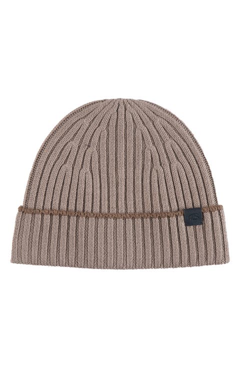 Merino Wool Rib Knit Beanie