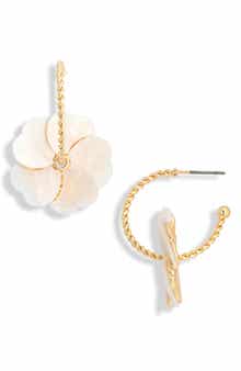NATASHA Flower Drop 'C' Hoop Earrings