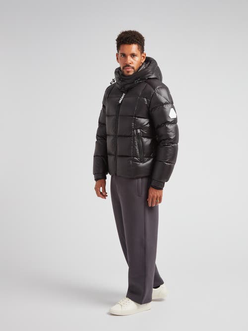 Jack1t Ez Boxed Hooded Racer Puffer Jacket In Black