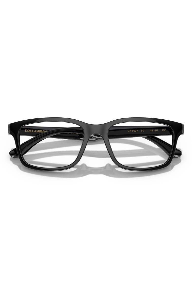 Dolce&Gabbana Kids' 46mm Rectangular Optical Glasses, Alternate, color, Black / Demo Lens