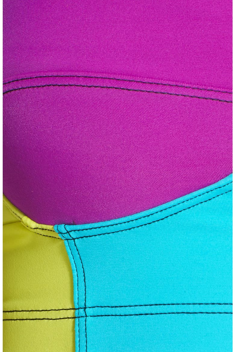 Bustier Sports Bra, Alternate, color, ORCHID/ TURQUOISE/ CITRON