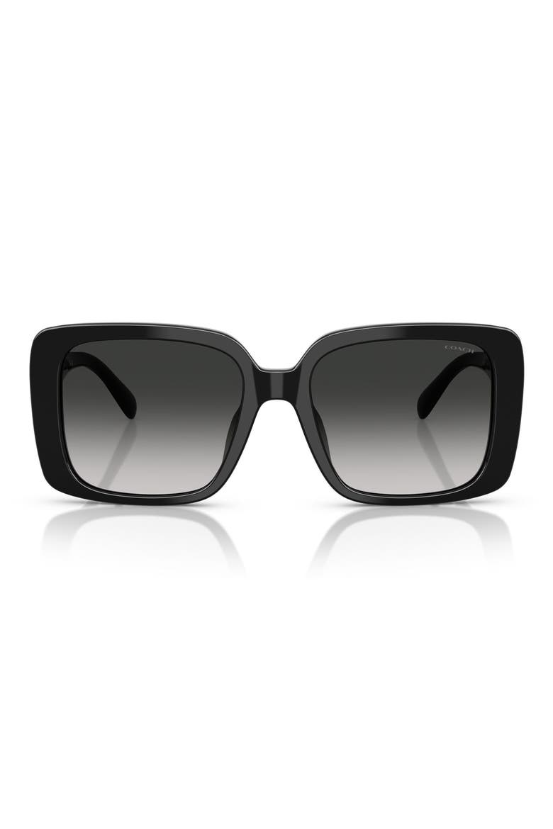 56mm Square Gradient Sunglasses, Main, color, BLACK