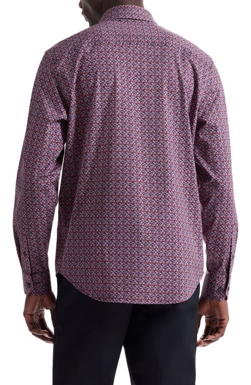Bugatchi Jimmy Ooohcotton® Geo Print Button-up Shirt In Brown