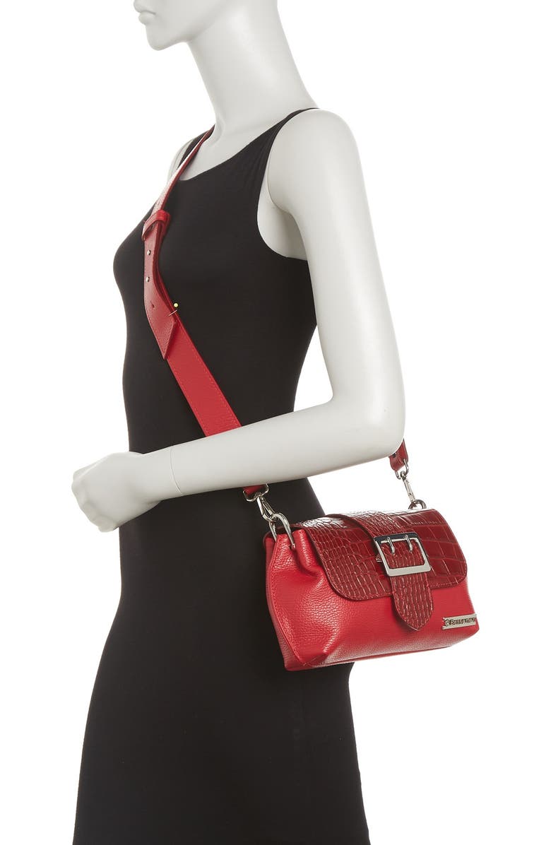 Persaman New York Amelie Croc Embossed Buckle Satchel, Alternate, color,