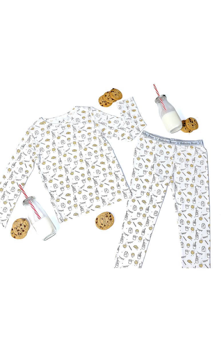 Bellabu Bear Kids' Milk & Cookies Two-Piece Fitted Pajamas, Alternate, color, 