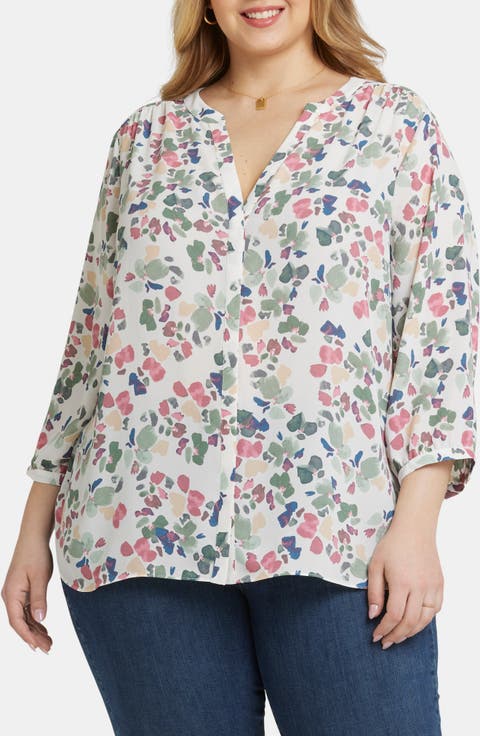Semisheer Pintuck Blouse (Plus Size)