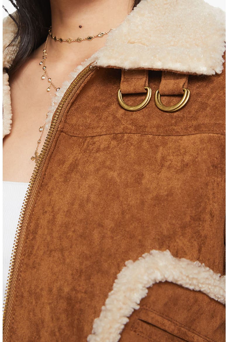 The On Thin Ice Faux Suede Faux Shearling Trim Jacket, Alternate, color, STORY UNTOLD
