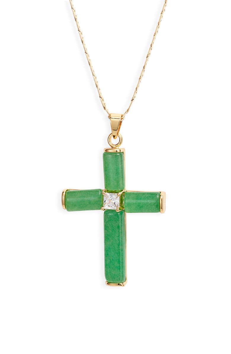 Child of Wild Giovanni Jade Cross Pendant Necklace, Main, color, Gold