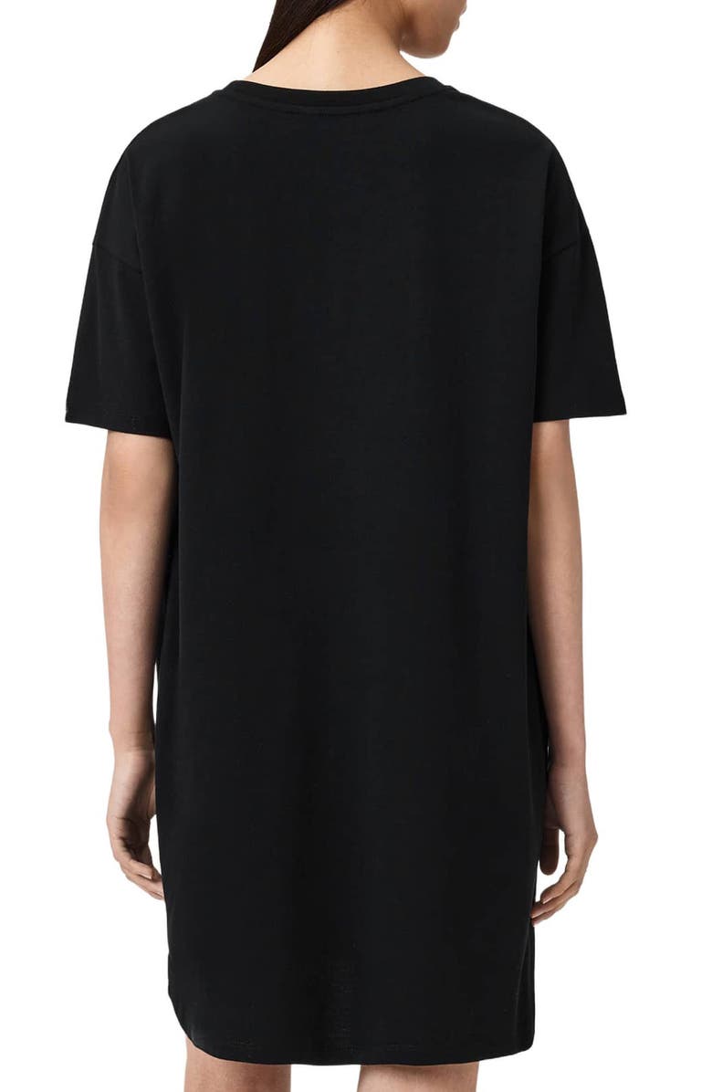 AllSaints Zaya Graphic Print Cotton T-Shirt Dress, Alternate, color, Black