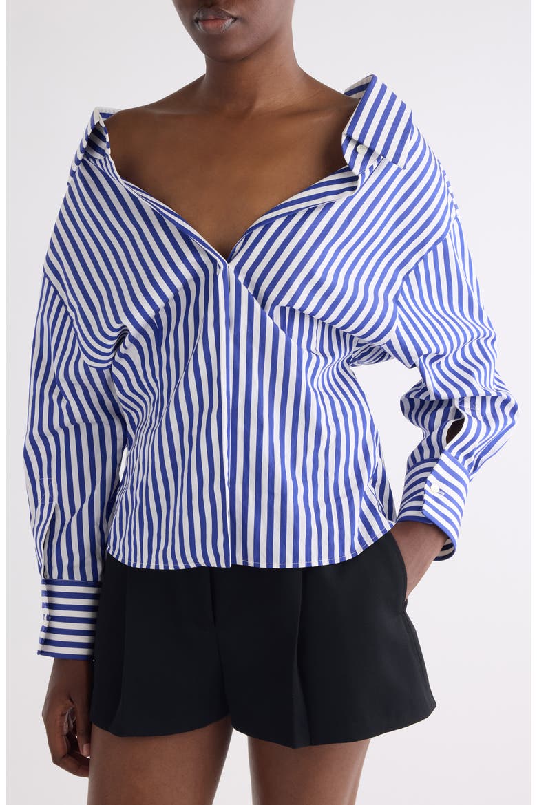 Stripe Cotton Open Shirt, Alternate, color, ELECTRIC BLUE/ WHITE