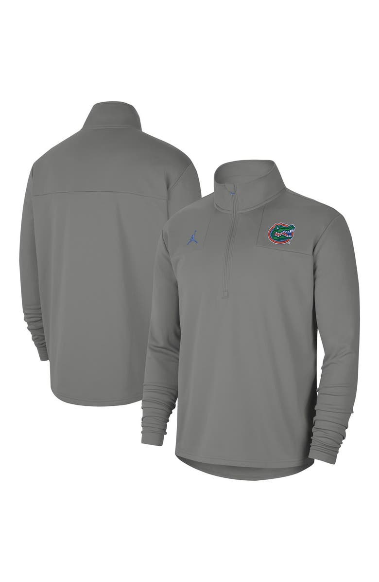 Jordan Brand Men's Jordan Brand Gray Florida Gators 2021 Coaches Top Performance Half-Zip Jacket, Main, color, 