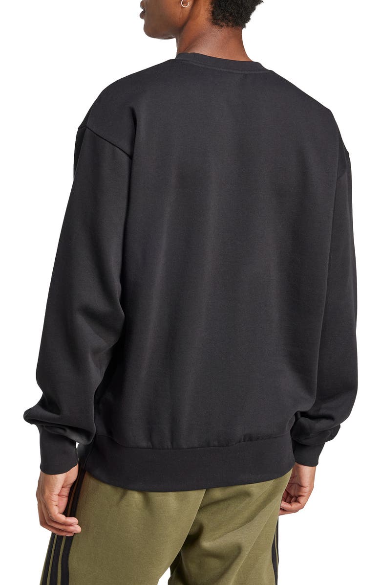 adidas Essentials Feelcozy Fleece Crewneck Sweatshirt, Alternate, color, Black/ White