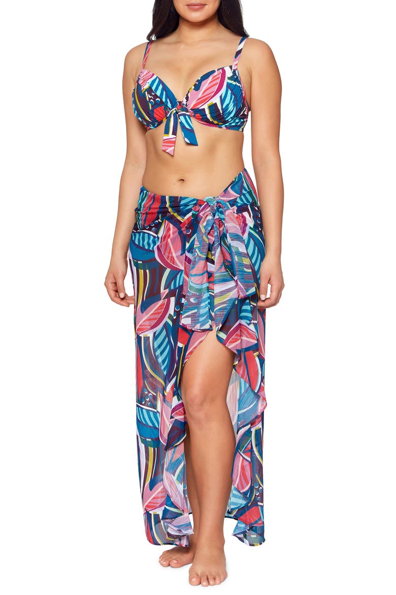 Absolutely Fabulous Tie Front Underwire Bikini Top, Alternate, color, BLUE MULTI