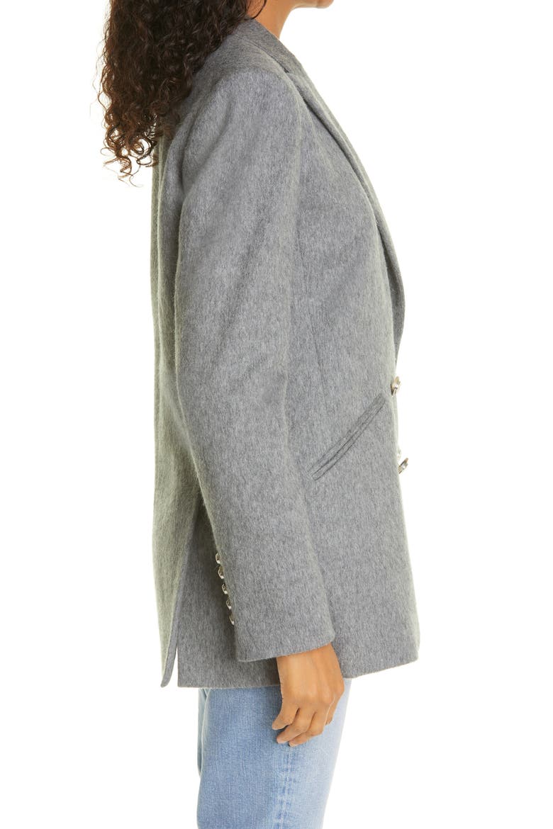 Oria Dickey Wool Blend Double Breasted Blazer, Alternate, color, HEATHER GREY