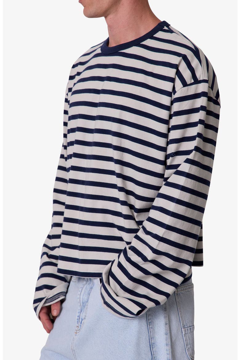 Oversize Stripe Cotton T-Shirt, Alternate, color, WHITE/ NAVY