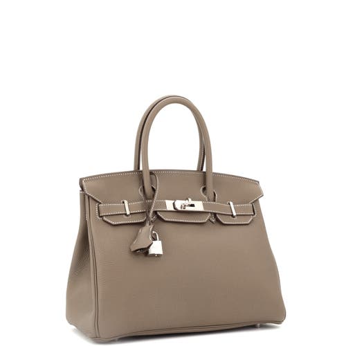Pre-owned Hermes  Hermes Birkin Handbag Grey Clemence With Palladium Hardware 30 In Brown
