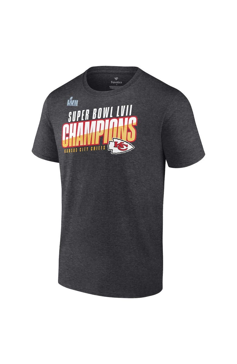 FANATICS Men's Fanatics Branded Heather Charcoal Kansas City Chiefs Super Bowl LVII Champions Victory Formation T-Shirt, Alternate, color, 