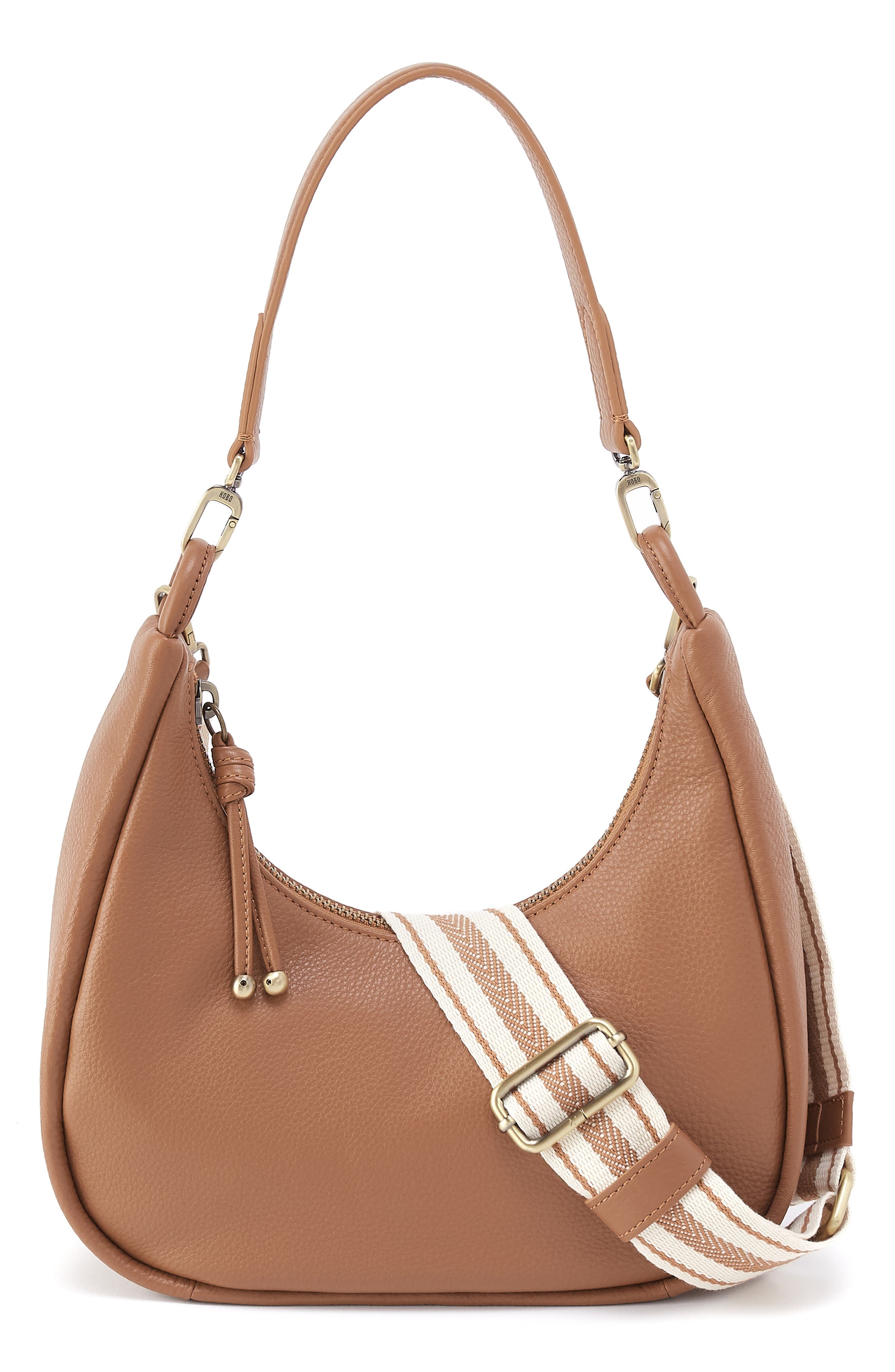 HOBO Small Cass Leather Shoulder Bag, Main, color, Brown Sugar