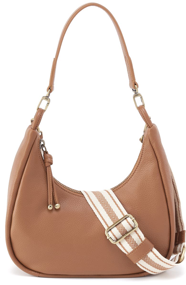 HOBO Small Cass Leather Shoulder Bag, Main, color, Brown Sugar