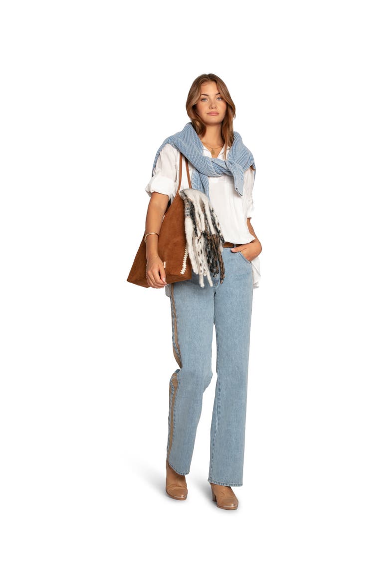 Rebel Mid Rise Side Stripe Denim Jeans, Alternate, color, Blue