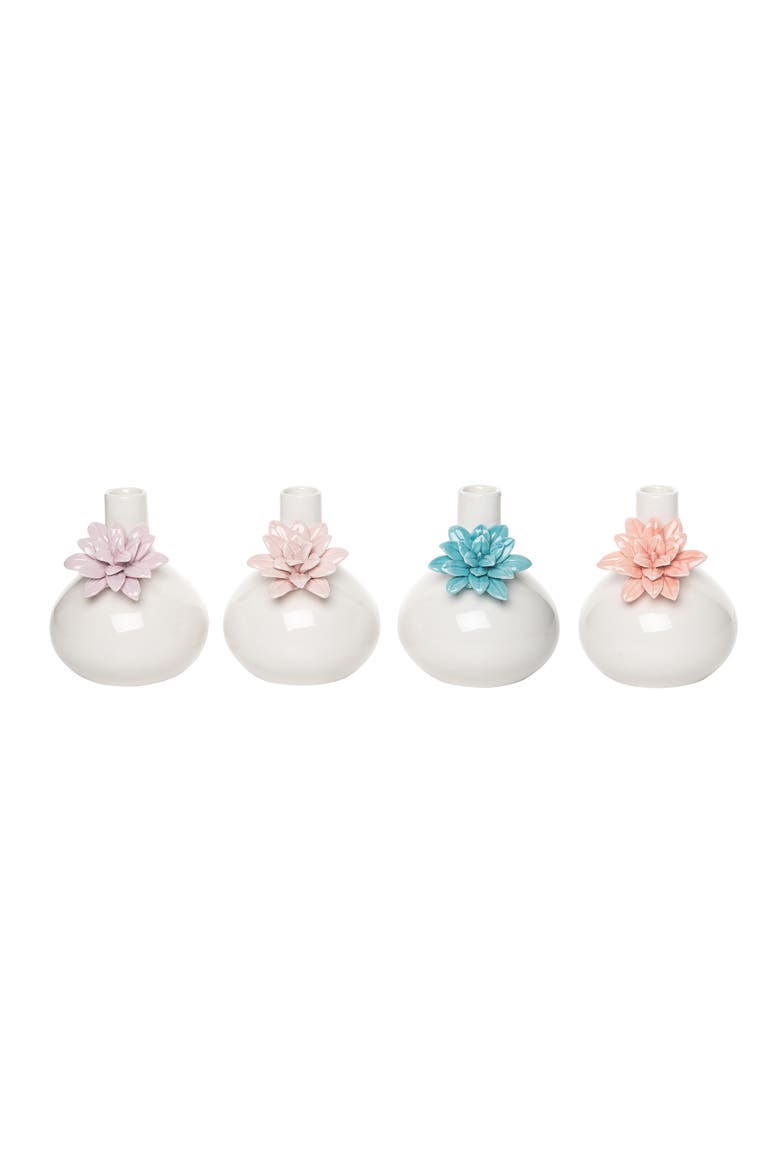 Set of 4 Ceramic Pastel Flower Vases Spring Home Decorations Decorative Vases for Floral Arrangements, Main, color, white