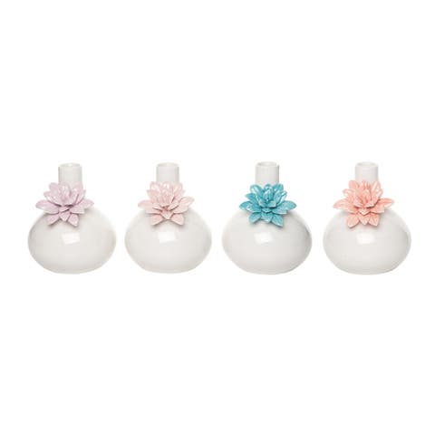 Set of 4 Ceramic Pastel Flower Vases Spring Home Decorations Decorative Vases for Floral Arrangements