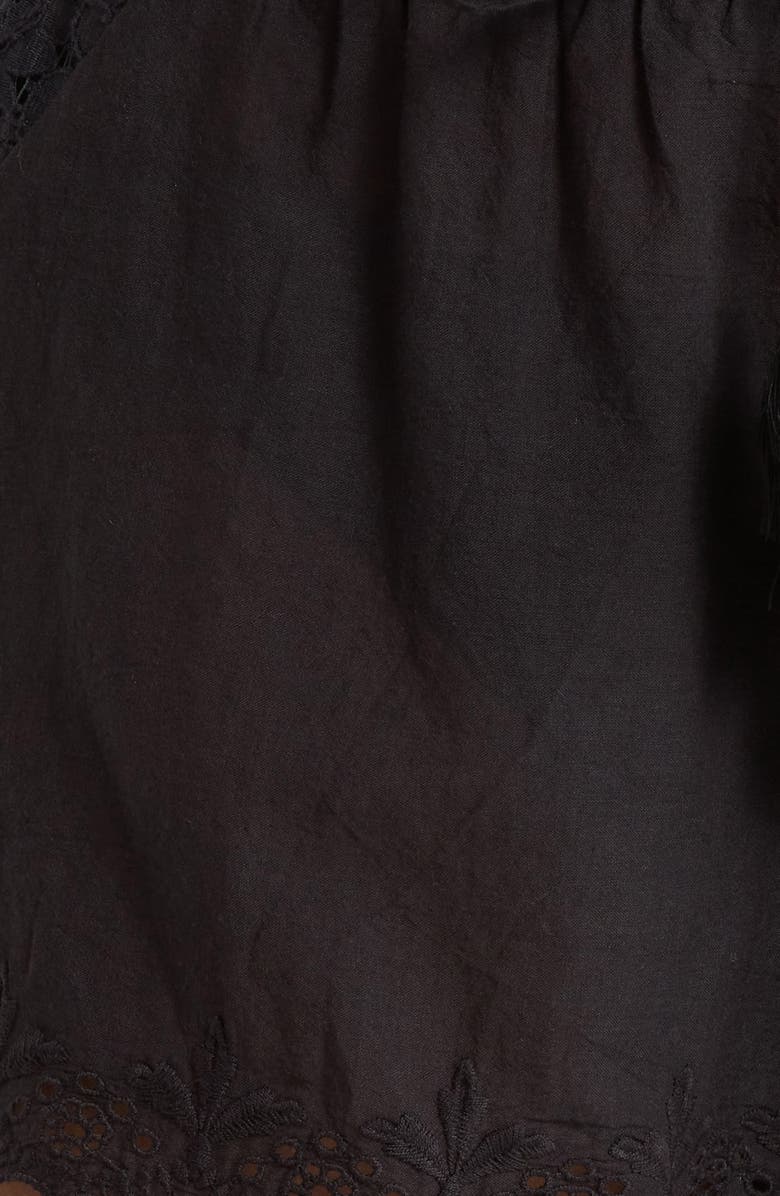 Ramy Brook Diane Eyelet Embroidered Cotton Drawstring Shorts, Alternate, color, Black