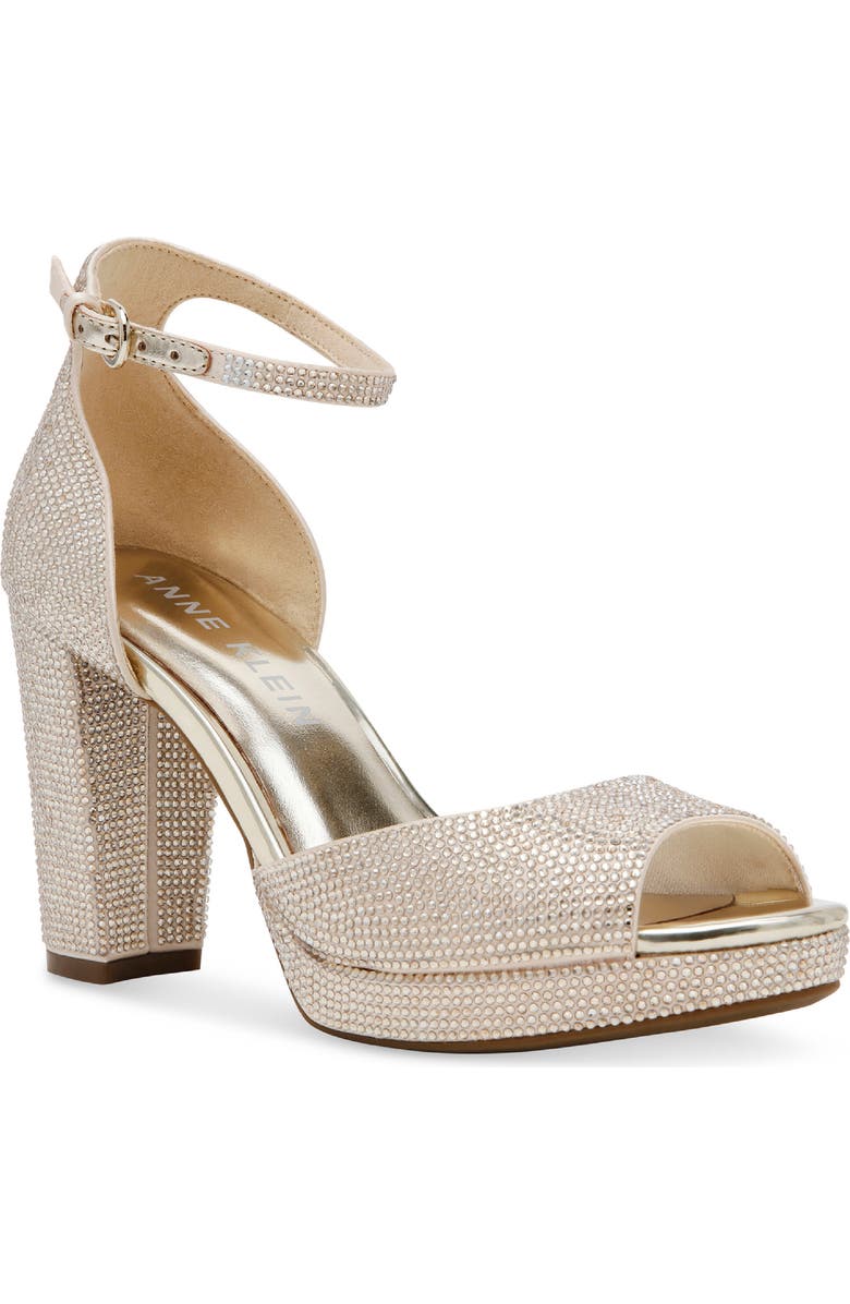 Anne Klein Vista Ankle Strap Platform Sandal, Main, color, Light Gold Crysal