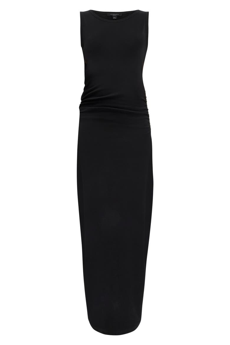 Katarina Ruched Side Maxi Dress, Alternate, color, BLACK