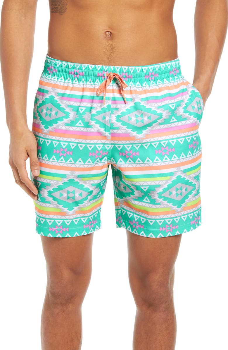 Chubbies Tropicadas 7-Inch Swim Trunks, Main, color, Green Multi
