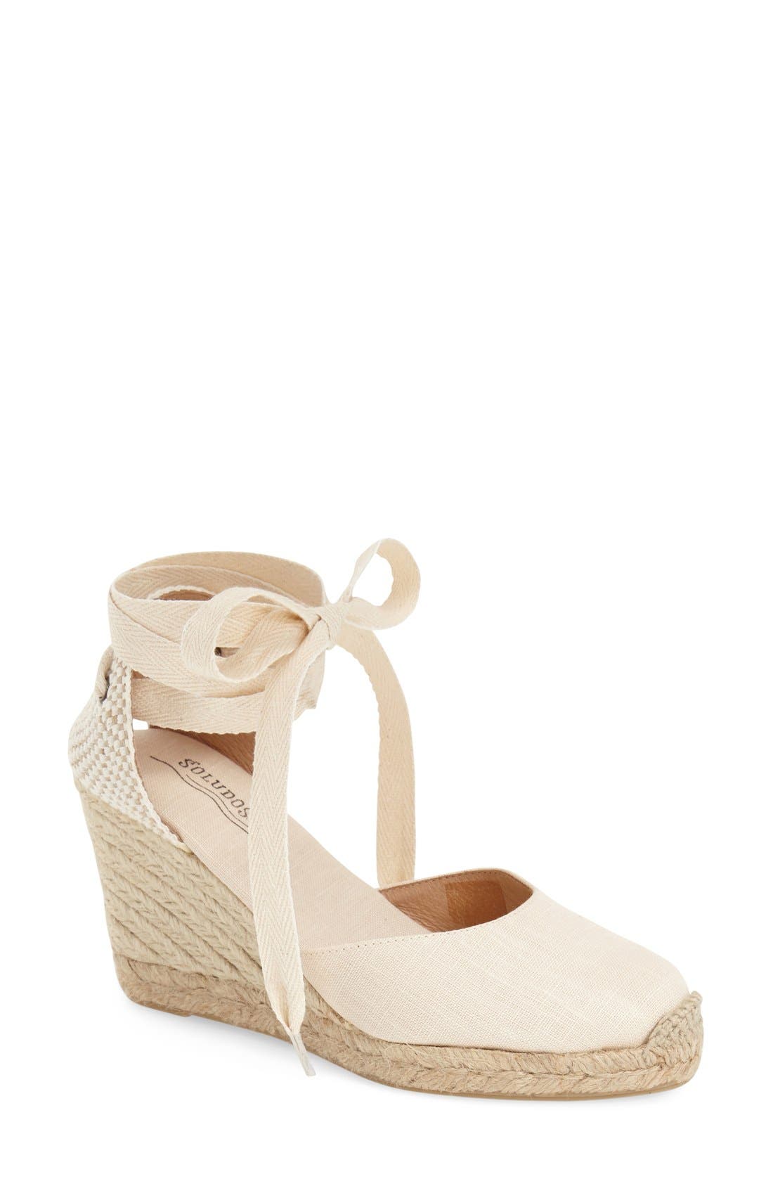 Wedge Lace-Up Espadrille Sandal, Main, color, BLUSH LINEN