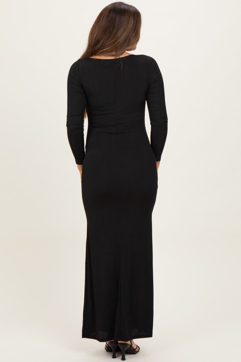 Square Neck Long Sleeve Maxi Dress, Alternate, color, Black