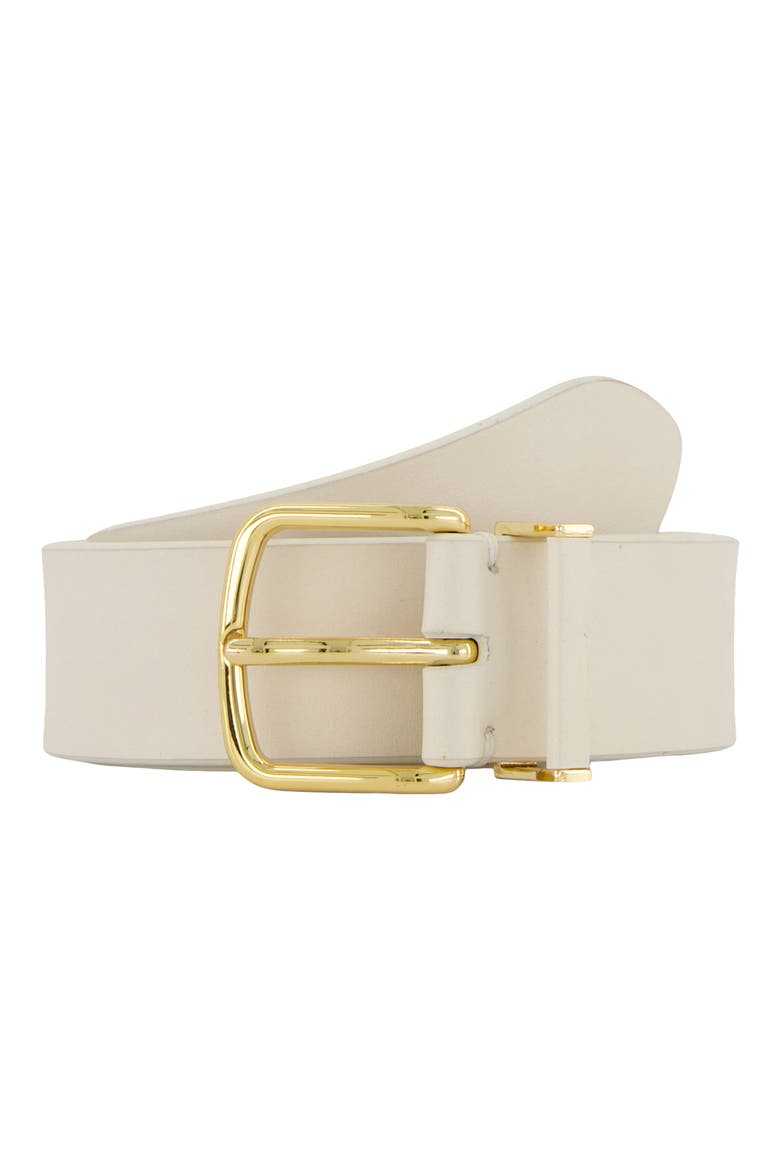 Kaia Leather Belt, Main, color, MILK